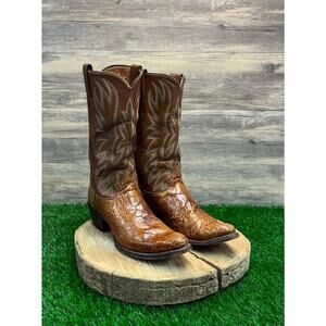 Justin Men - Size 8.5B - Vintage Brown Exotic Skin Cowboy Boots Style 9302